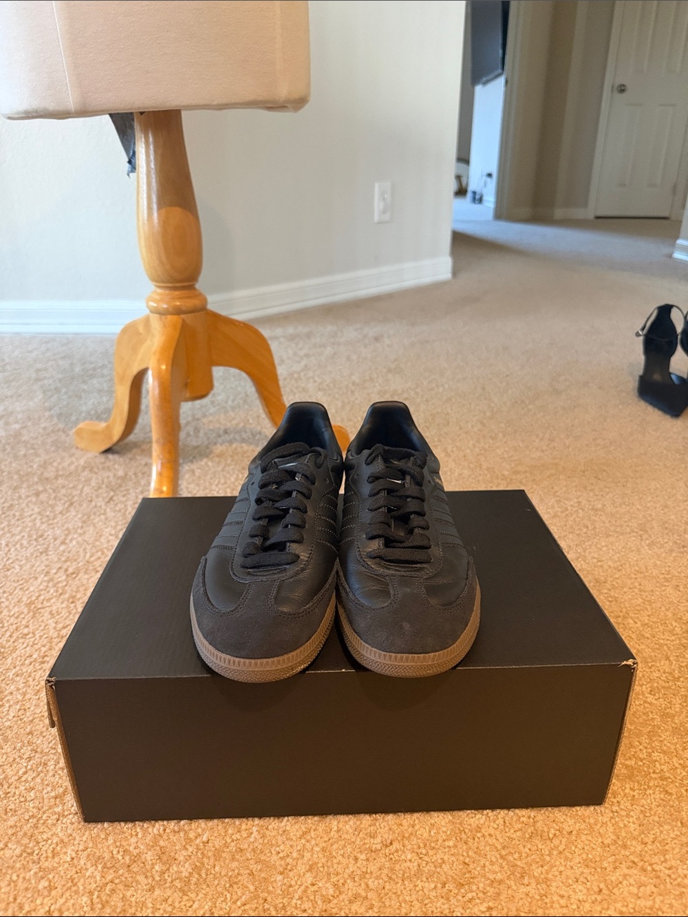adidas Women's Black Sneakers with Gum Sole